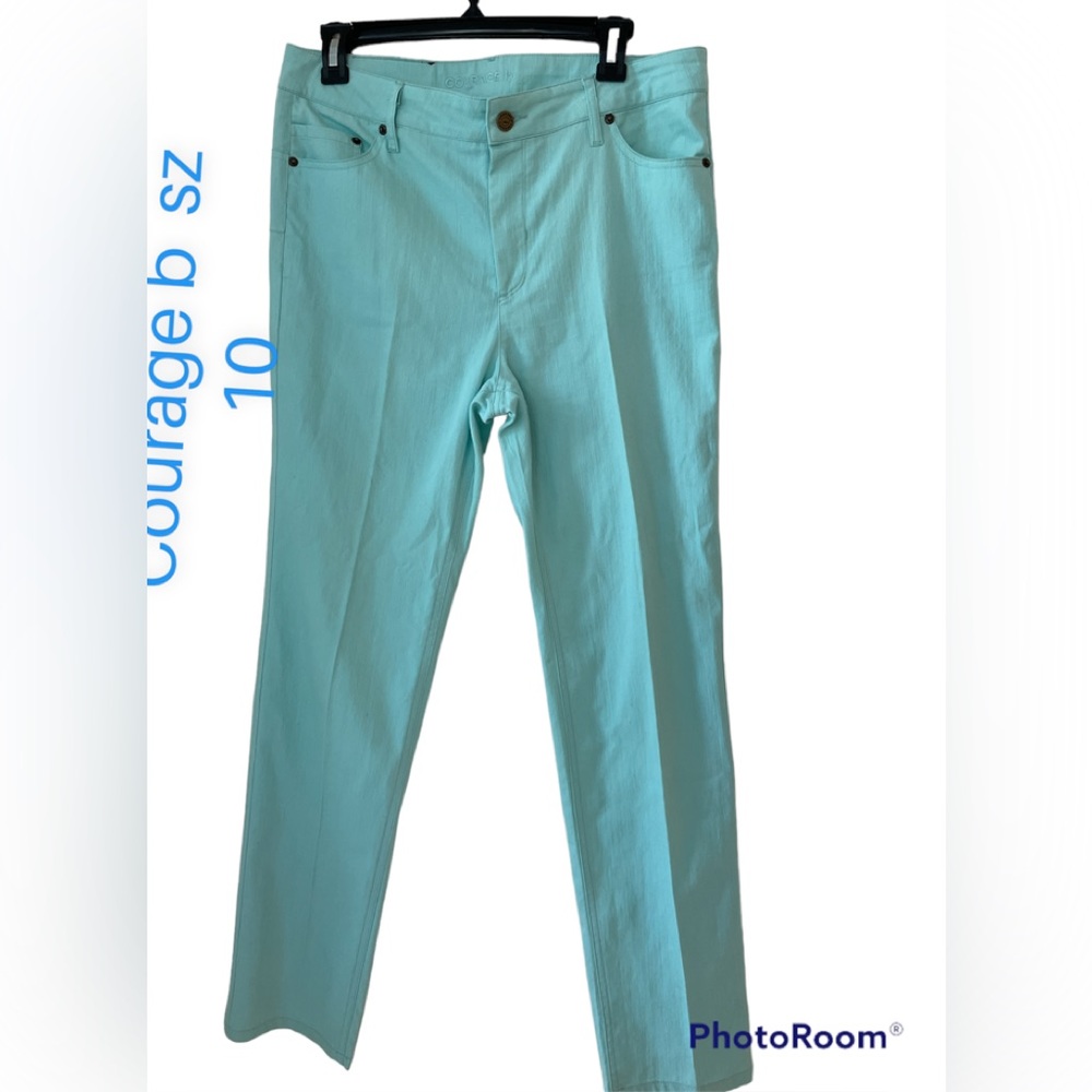 Courage b Mint Green Stretch Pants sz 10 EUC Trendy Flattering Preppy Modest